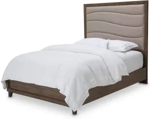 Aico Amini Del Mar Sound E King Panel Bed w Fabric Insert in Boardwalk