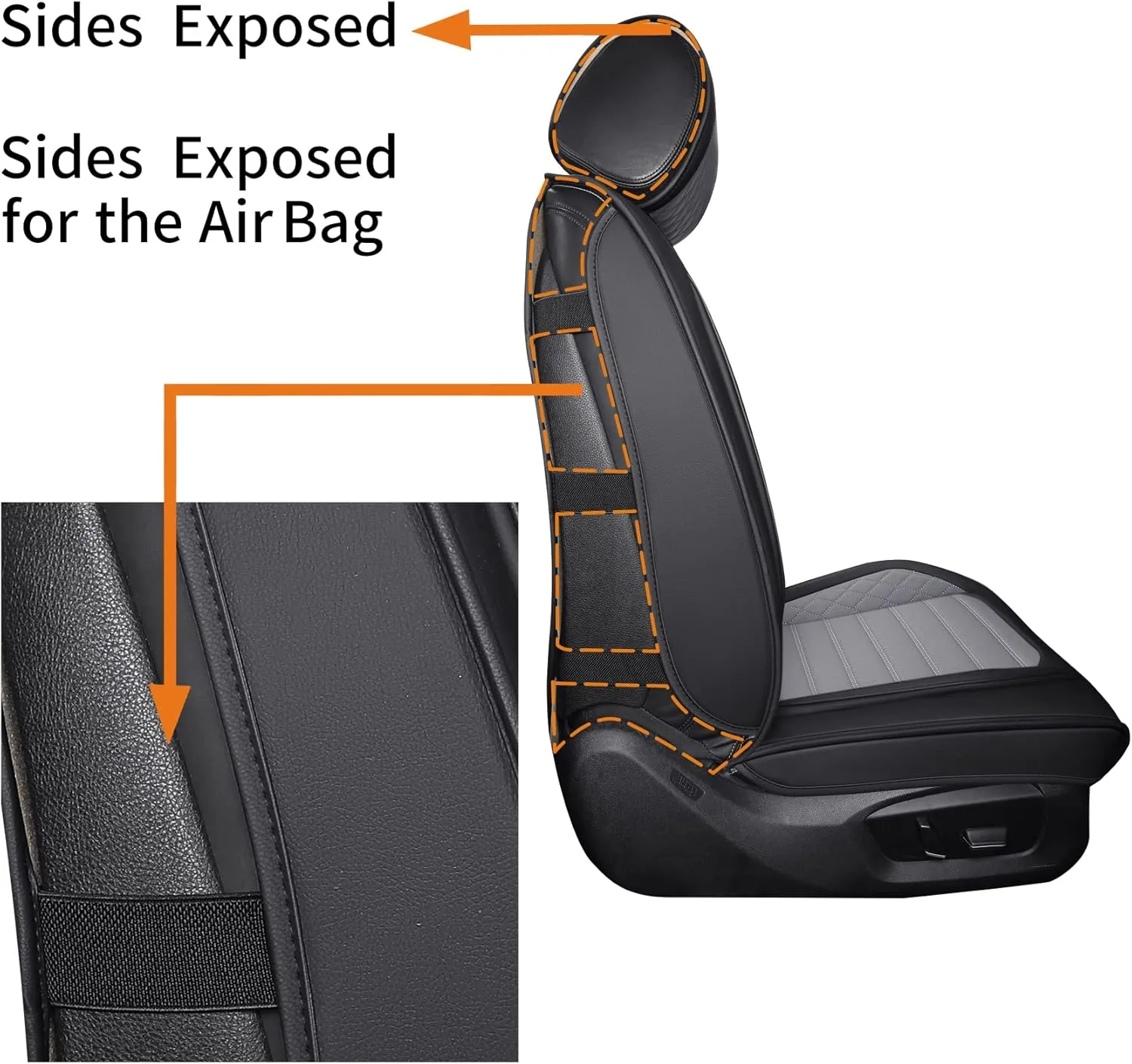 Aierxuan Front Driver Seat Covers for Cars Universal Fit for Honda Toyota Hyundai Elantra Jeep Wrangler Liberty Acura Mitsubishi Outlander Nissan Lexus VW Jetta Passat (2PCS Front,Black-Grey)