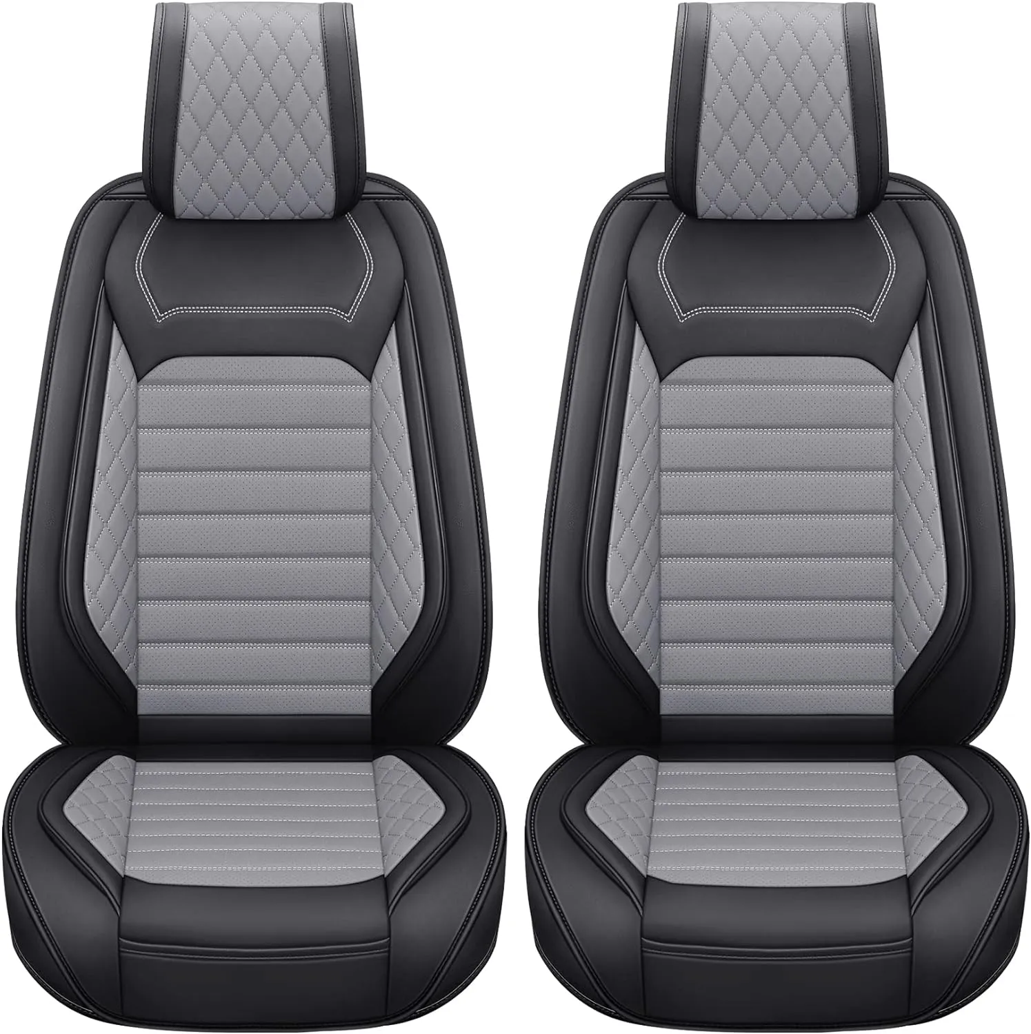 Aierxuan Front Driver Seat Covers for Cars Universal Fit for Honda Toyota Hyundai Elantra Jeep Wrangler Liberty Acura Mitsubishi Outlander Nissan Lexus VW Jetta Passat (2PCS Front,Black-Grey)