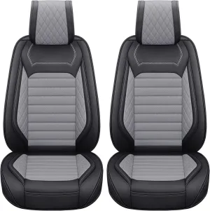 Aierxuan Front Driver Seat Covers for Cars Universal Fit for Honda Toyota Hyundai Elantra Jeep Wrangler Liberty Acura Mitsubishi Outlander Nissan Lexus VW Jetta Passat (2PCS Front,Black-Grey)