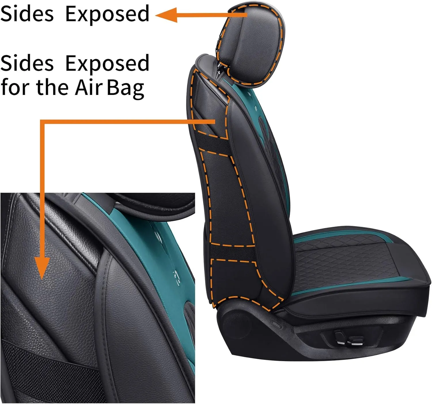 Aierxuan Front Seat Covers for Cars Leather Waterproof Cushions Universal Fit for Honda Accord Civic Toyota Corolla Highlander Ford Focus Fiesta Fusion Escape Nissan (2 PCS Front, Black-Green)