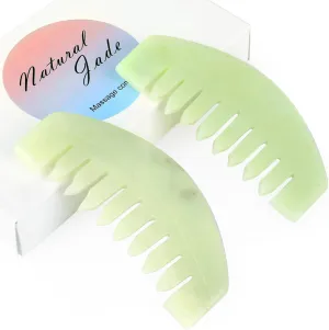 airogym 2 PCS Natural Jade Massage Comb, Guasha Scraping Scalp Comb, Multi-Functional Handheld Head Massage Tools, Meridians Massager for Head Caring, Relaxation, Physical Therapy, Acupoint Treatment