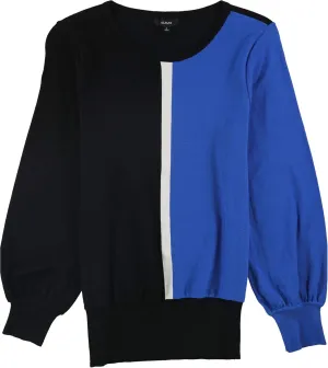 Alfani Womens Colorblocked Knit Sweater, Blue, Small
