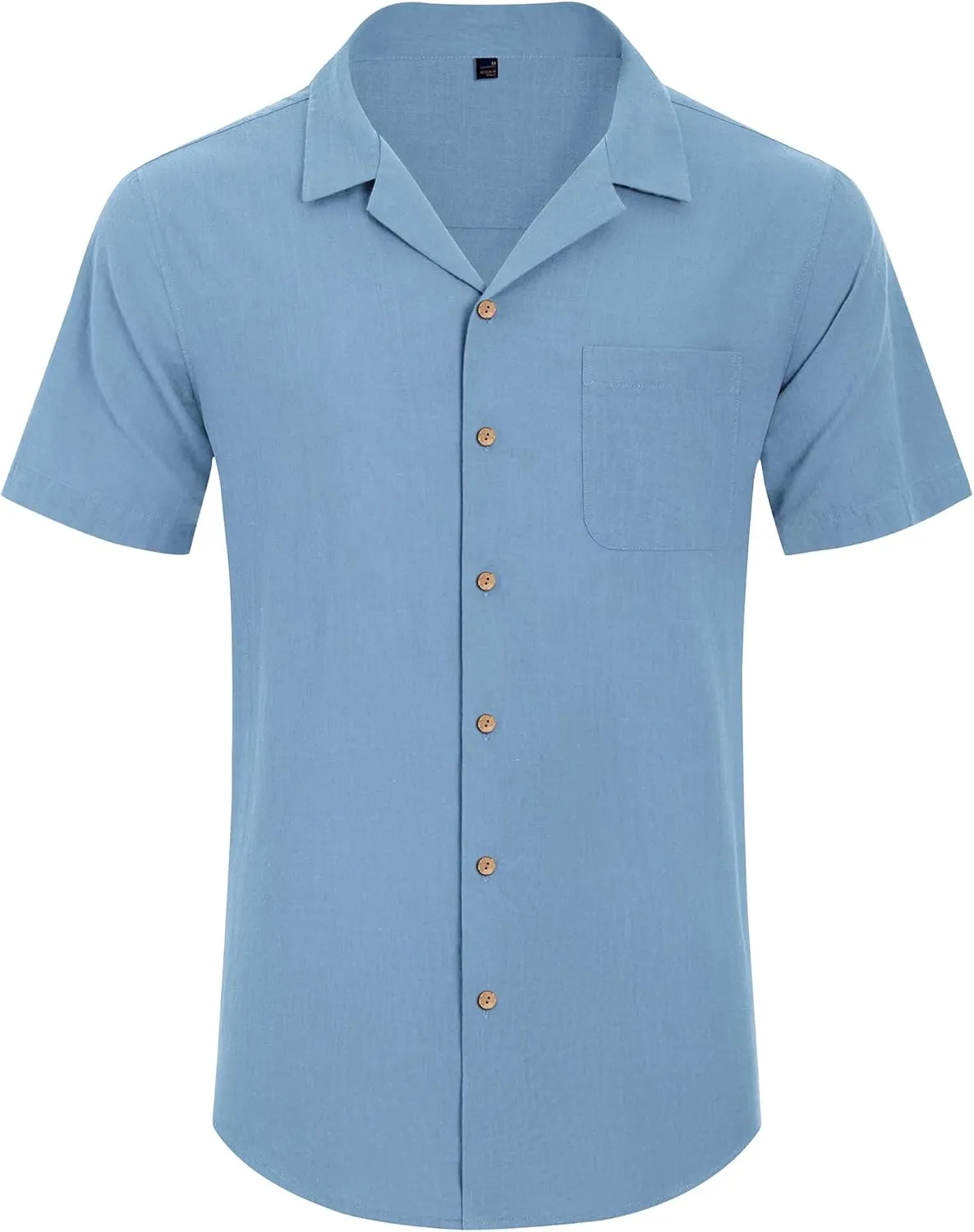 Alimens & Gentle Mens Linen Shirts Short Sleeve Button Down Shirts Cotton Summer Beach Cuban Shirts Vacation Hawaiian Shirts