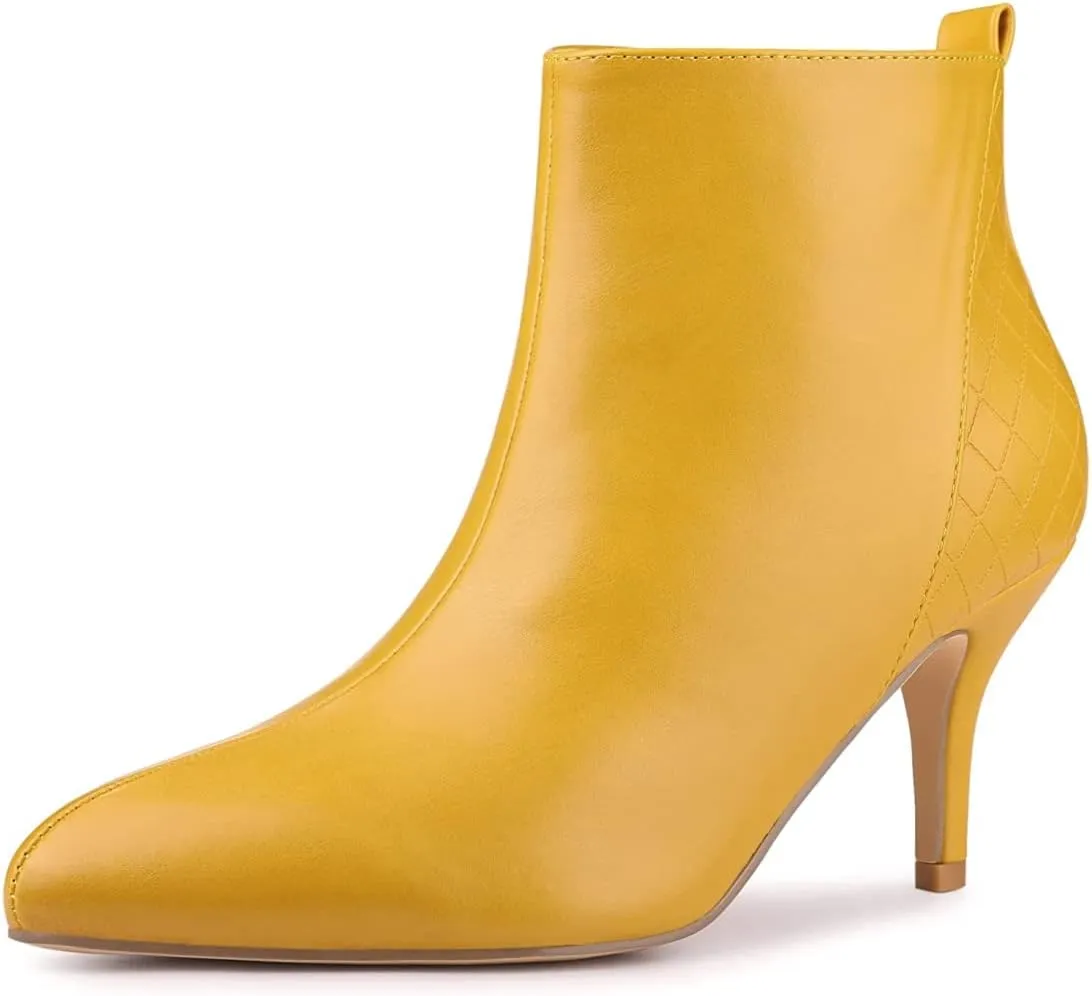 Allegra K Women's Pointed Toe Side Zipper Stiletto Heels Ankle Boots