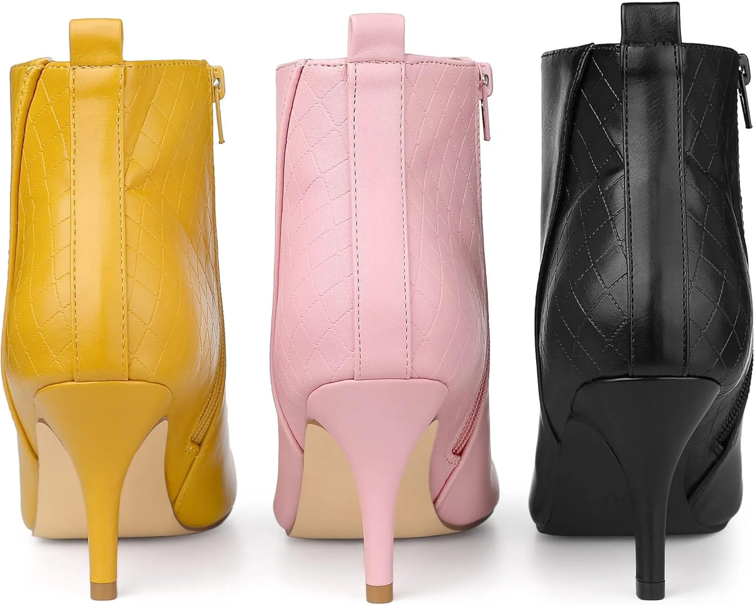 Allegra K Women's Pointed Toe Side Zipper Stiletto Heels Ankle Boots