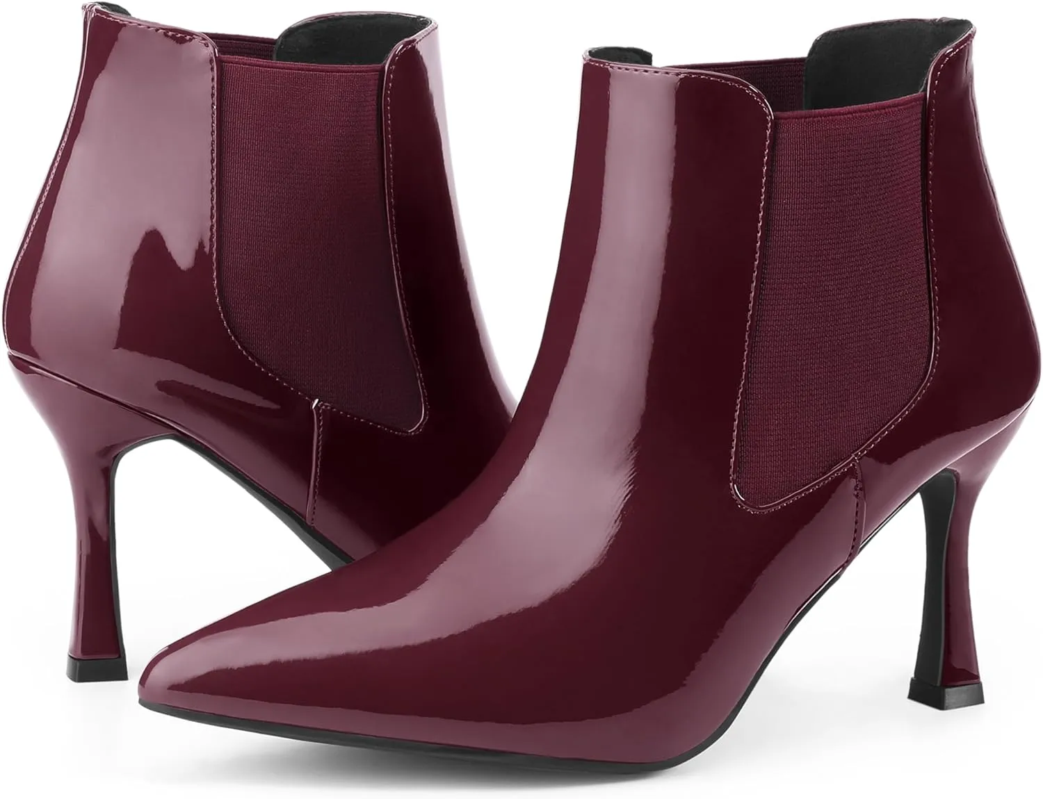 Allegra K Women's Pointed Toe Stiletto Heels Chelsea Ankle Booties
