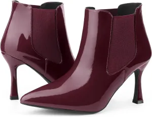 Allegra K Women's Pointed Toe Stiletto Heels Chelsea Ankle Booties