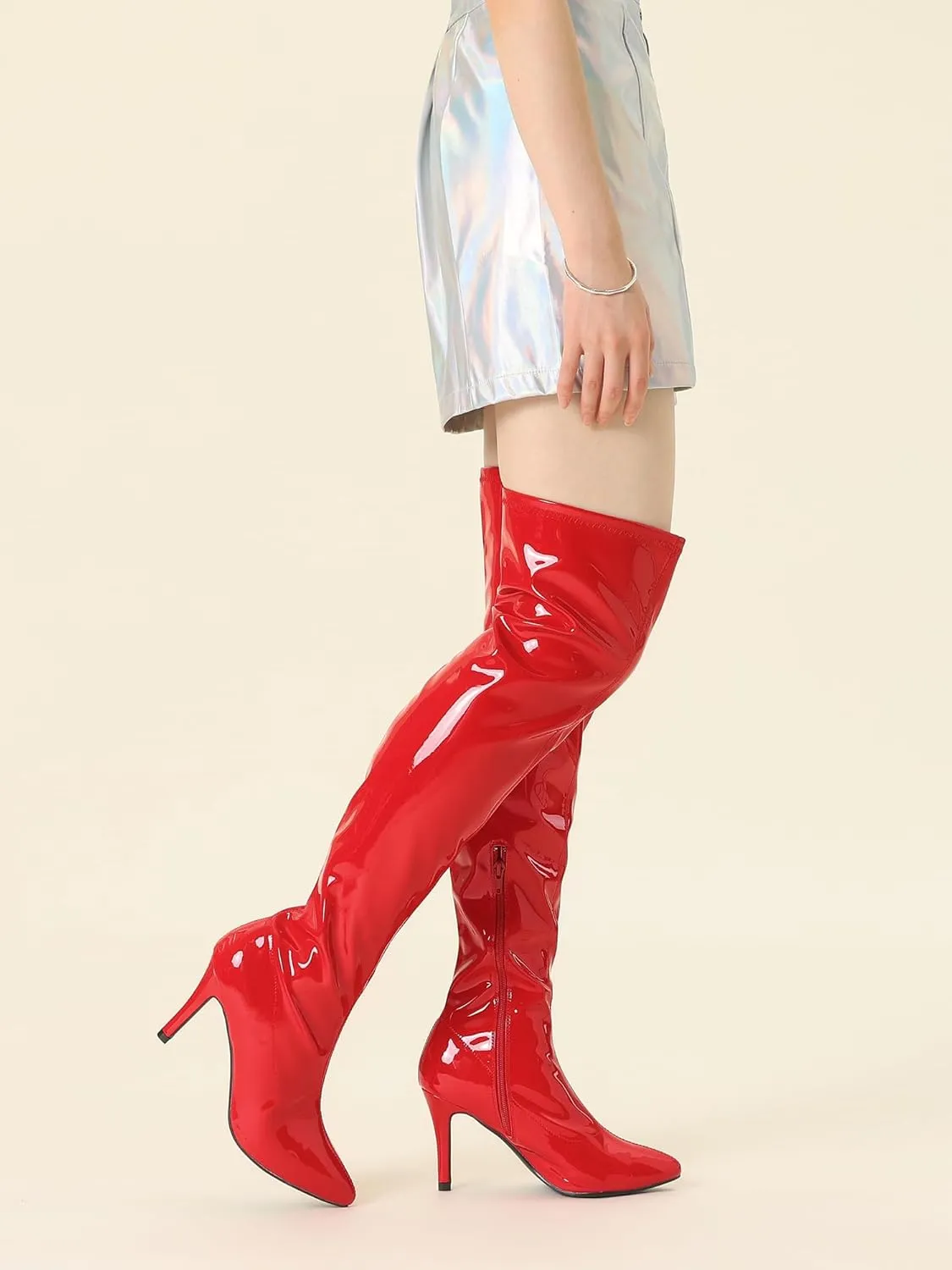 Allegra K Women's Pointed Toe Stiletto Heels Over The Knee High Boots