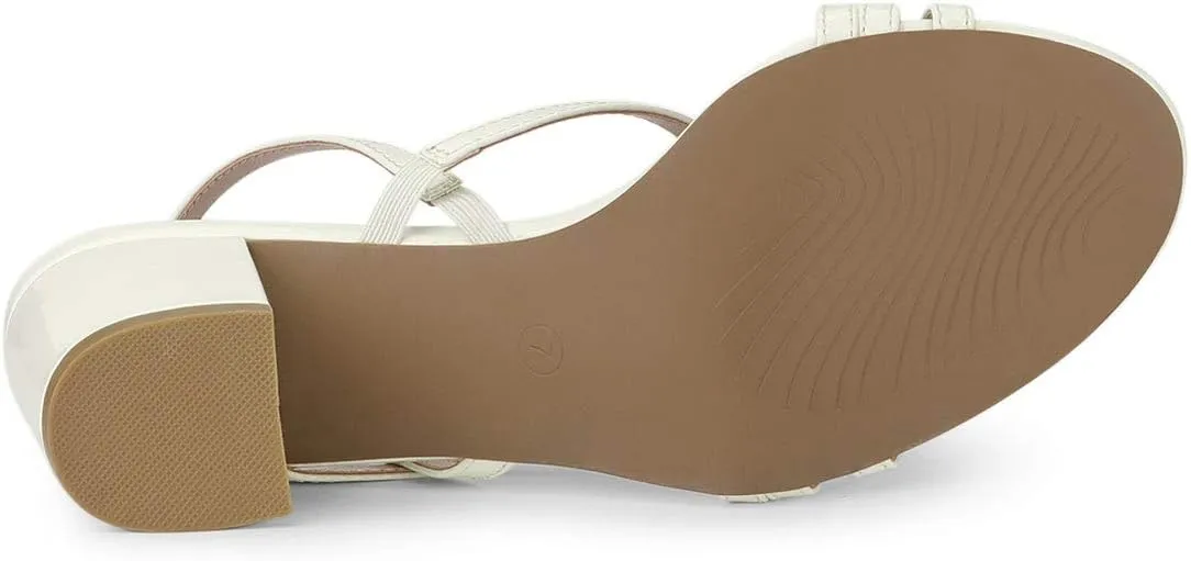 Allegra K Women's Strappy Slingback Chunky Heels Slide Sandals