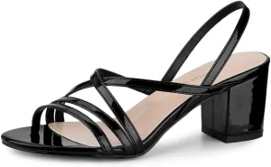 Allegra K Women's Strappy Slingback Chunky Heels Slide Sandals