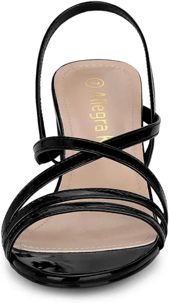 Allegra K Women's Strappy Slingback Chunky Heels Slide Sandals