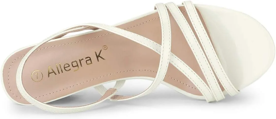 Allegra K Women's Strappy Slingback Chunky Heels Slide Sandals