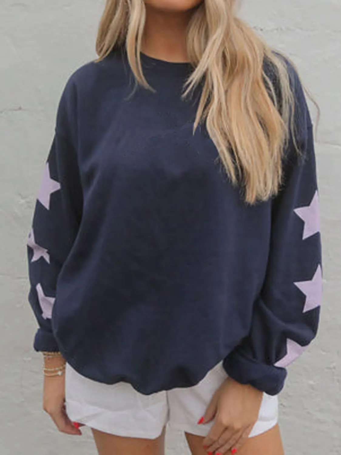 Amiblvowa Y2K Oversized Sweatshirt for Women Cute Star Graphic Long Sleeve Crewneck Sweatshirt Aesthetic Pullover Jackets
