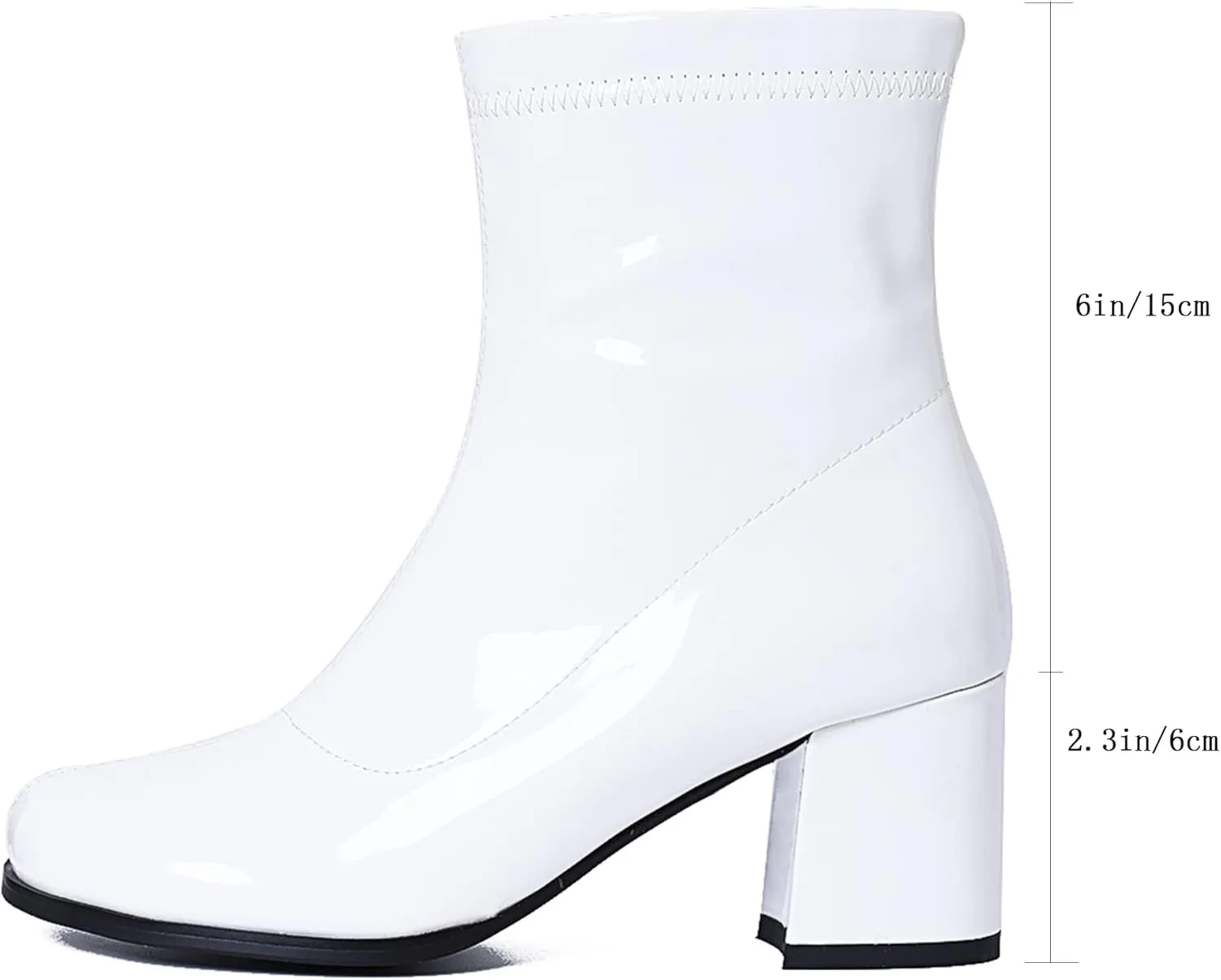 AMINUGAL Womens Go Go Boots Block Heel Round Toe Side zipper Dress Halloween Costume Knee High Boots Disco Party Boots For Women