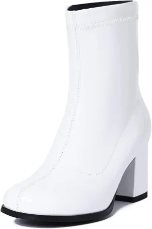 AMINUGAL Womens Go Go Boots Block Heel Round Toe Side zipper Dress Halloween Costume Knee High Boots Disco Party Boots For Women