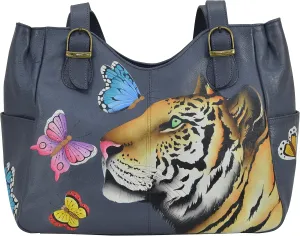 Anna by Anuschka Women's Genuine Leather Shoulder Bag - Hand Painted Original Artwork Exterior