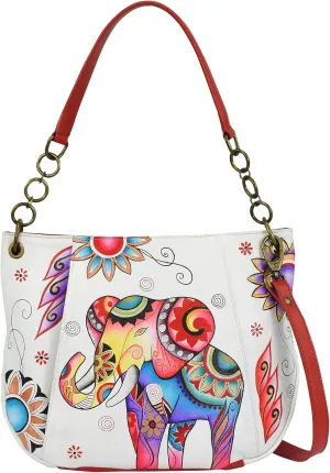 Anna by Anuschka Women's Original Hand-Painted Leather Medium Shoulder Bag