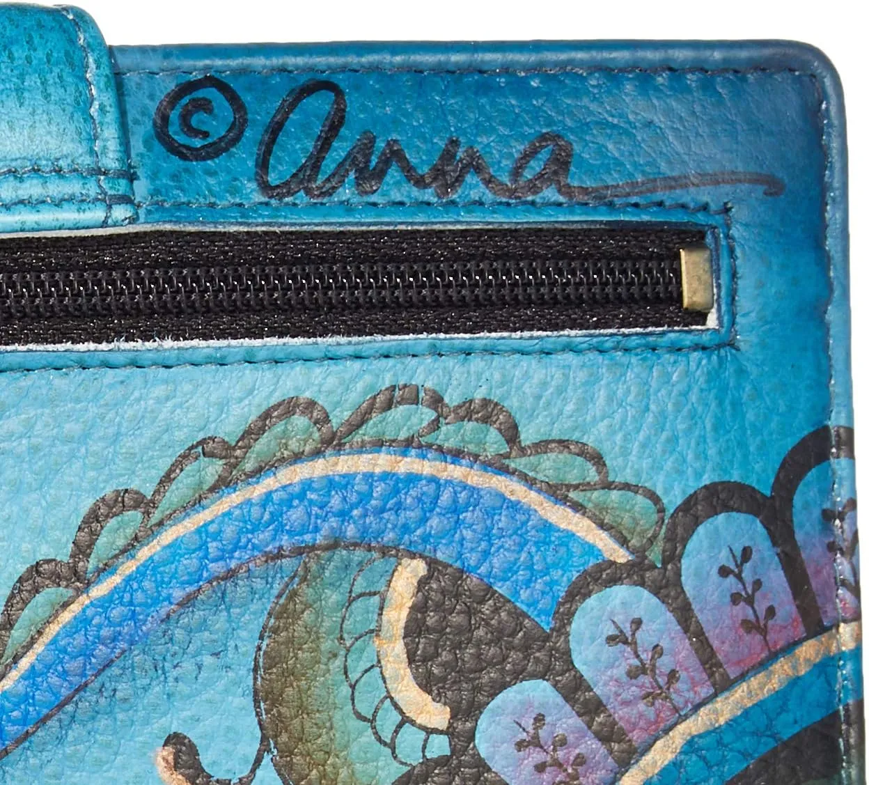 Anna by Anuschka Women's Original Leather Hand-Painted Two Fold Organizer Wallet