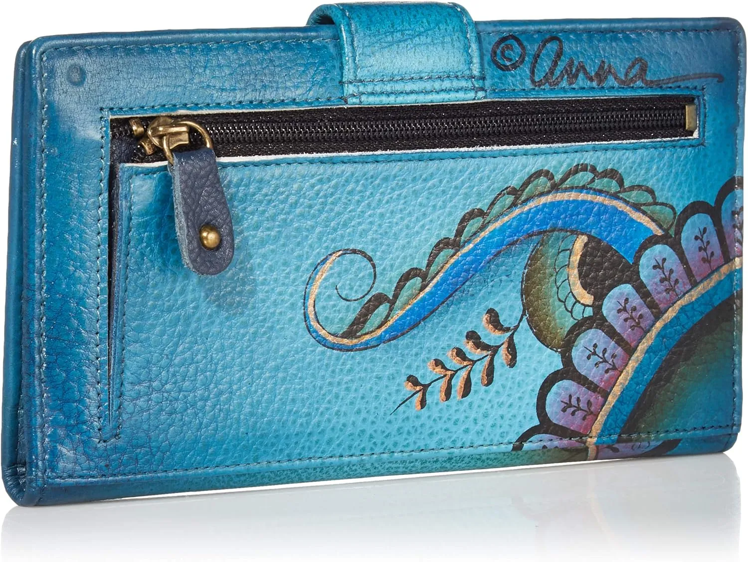 Anna by Anuschka Women's Original Leather Hand-Painted Two Fold Organizer Wallet