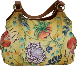 Anuschka Women’s Genuine Leather Large Triple Compartment Hobo - Hand Painted Exterior