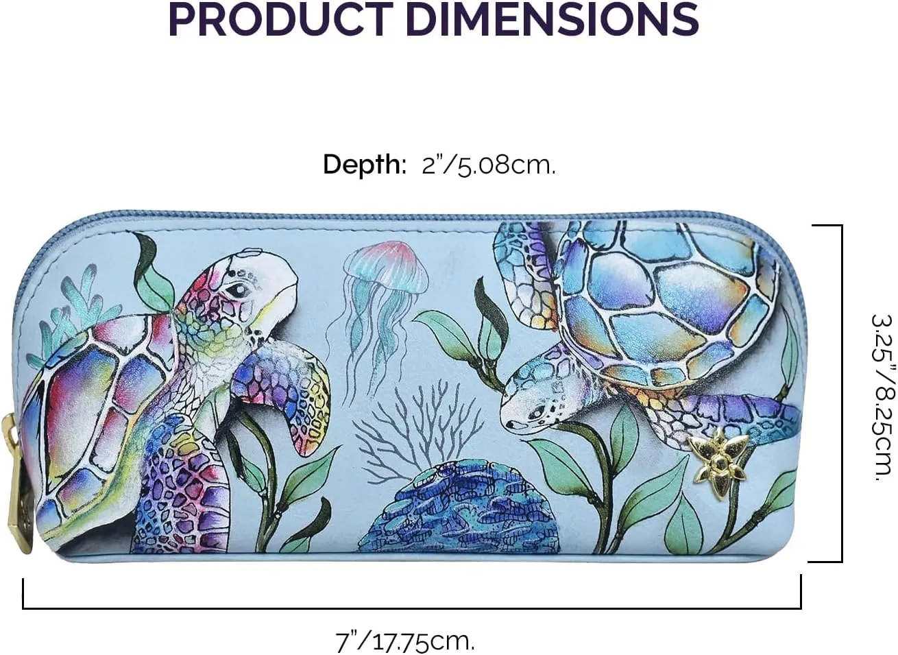 Anuschka Women's Hand-Painted Genuine Leather Medium Zip-Around Eyeglasses & Cosmetic Pouch
