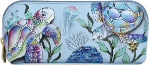 Anuschka Women's Hand-Painted Genuine Leather Medium Zip-Around Eyeglasses & Cosmetic Pouch