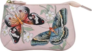 Anuschka Women’s Hand-Painted Genuine Leather Medium Zip Pouch - Coin and Key Pouch - Zippered, 2 Key Fobs