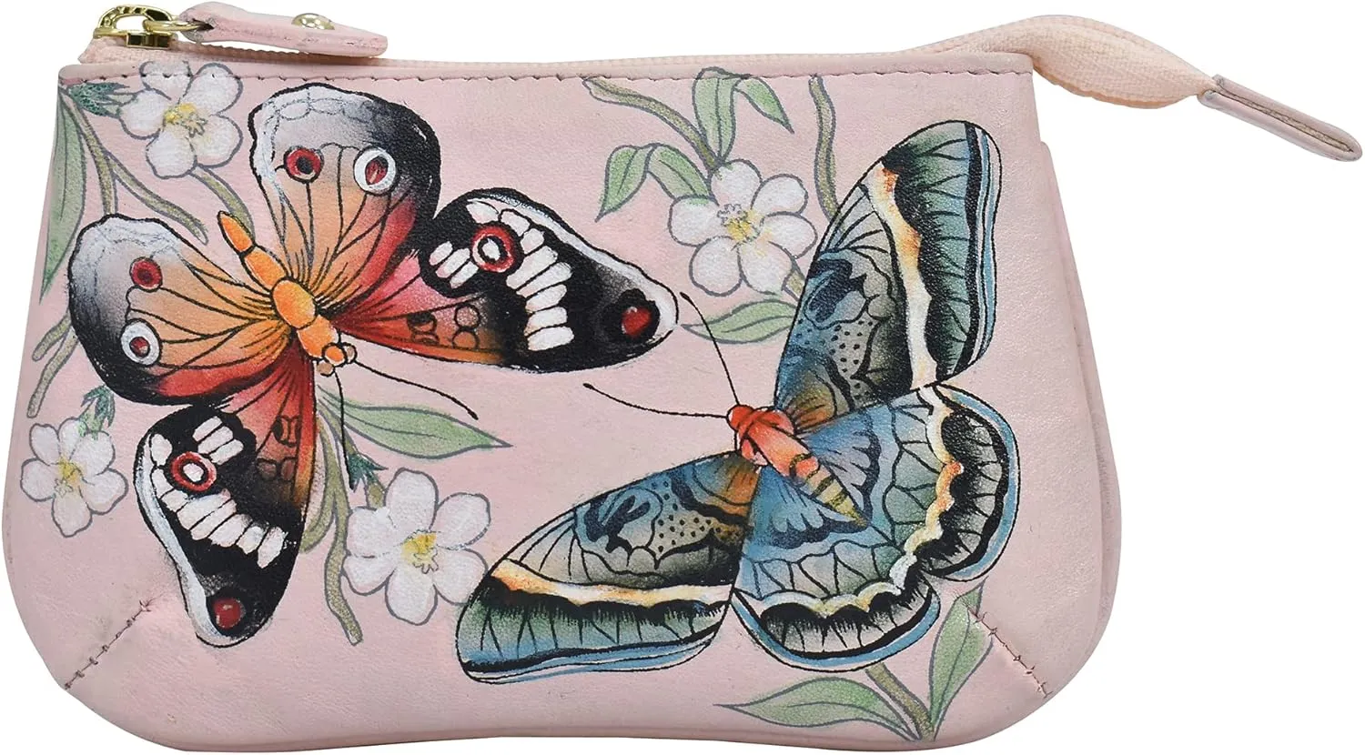 Anuschka Women’s Hand-Painted Genuine Leather Medium Zip Pouch - Coin and Key Pouch - Zippered, 2 Key Fobs