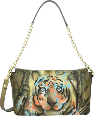 Anuschka Women's Original Hand-Painted Genuine Leather Flap Crossbody with Shoulder Strap