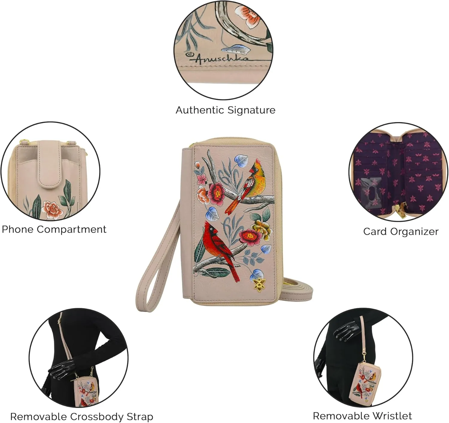 Anuschka Women's Original Hand-Painted Genuine Leather Smartphone Case & Wallet