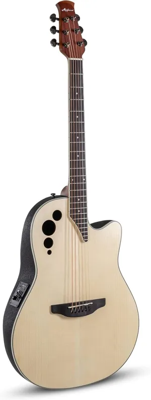 Applause Elite AE44-4S Electro Acoustic Guitar Medium Body Depth Cutaway Untinted, Right, Natural Satin