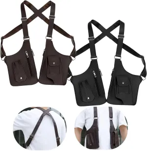Armpit Bag for Men, Double Shoulder Armpit Bag, Double Shoulder Strap Multi-pocket Outdoor Anti-Theft Bag