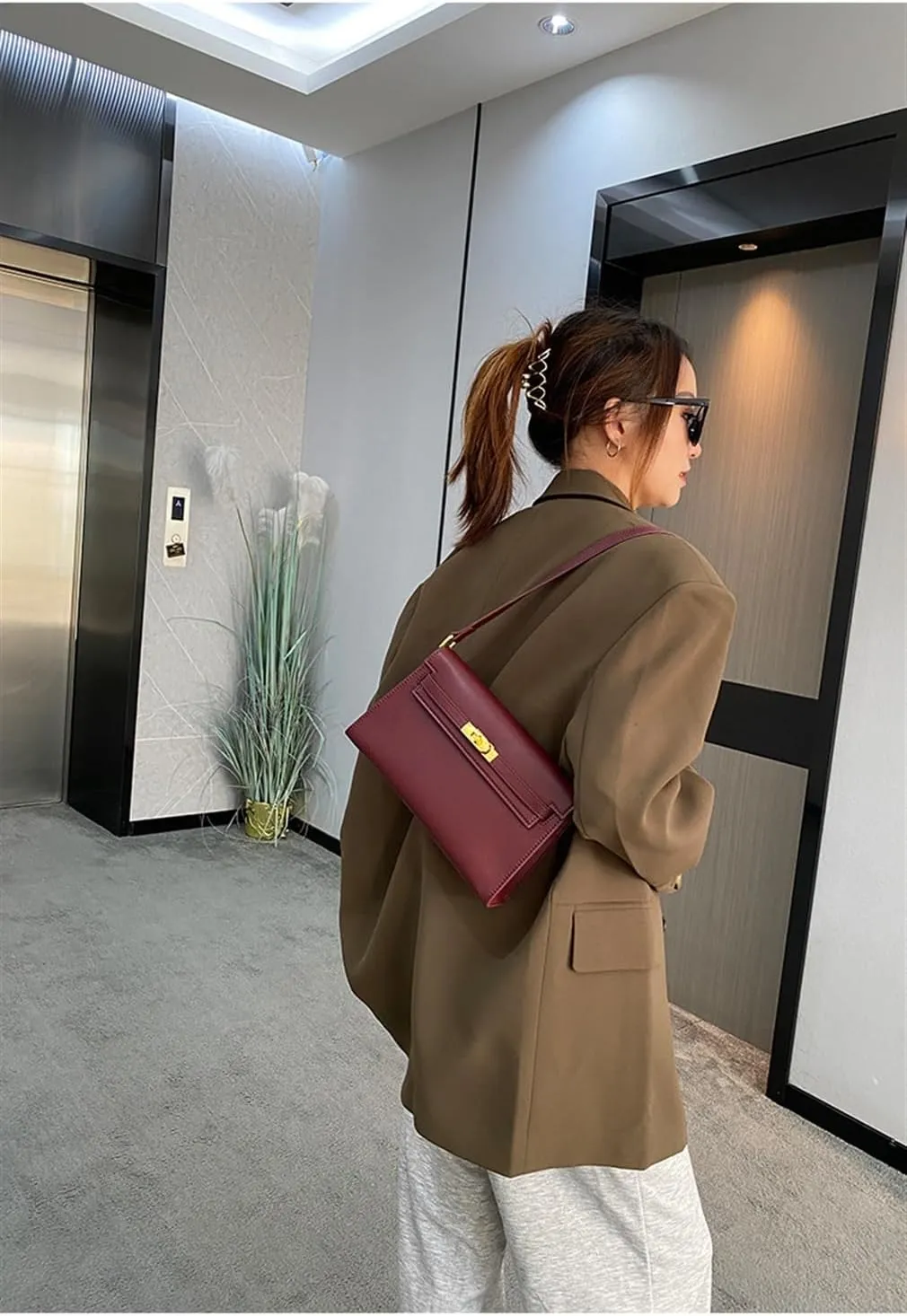 Armpit Sheepskin Print Leather Shoulder Crossbody Women's Bag