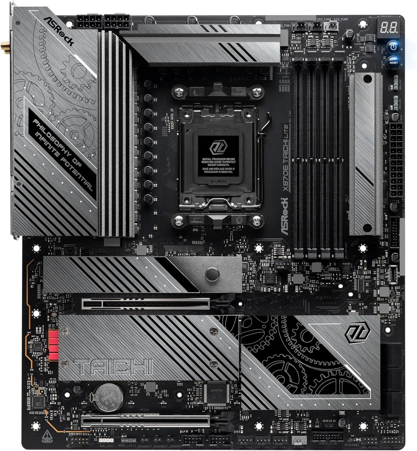 ASRock AMD X870E Taichi Lite Ryzen Socket AM5 DDR5 DIMMs 8200 256 GB X870 EATX Motherboard 5G LAN M.2 USB4 WiFi7