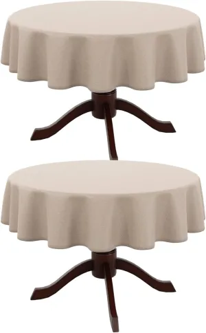 AUSSPVOCT 2 Pcs Textured Round Tablecloth 60 Inch for Dia 38’’ Tables - Waterproof Washable Wipeable Table Cloth Fabric Dining Table Cover for Birthday Party Farmhouse Outdoor Kitchen Tabletop Cover