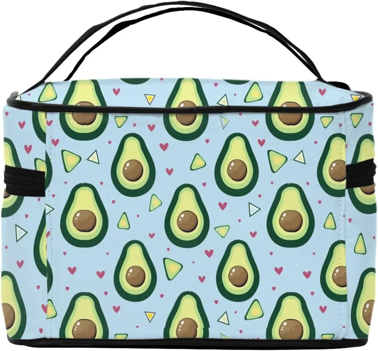 Avocados with Hearts Makeup Bag for Women Travel Cosmetic Bag Large Makeup Case Portable Toiletry Skincare Organizer Bag