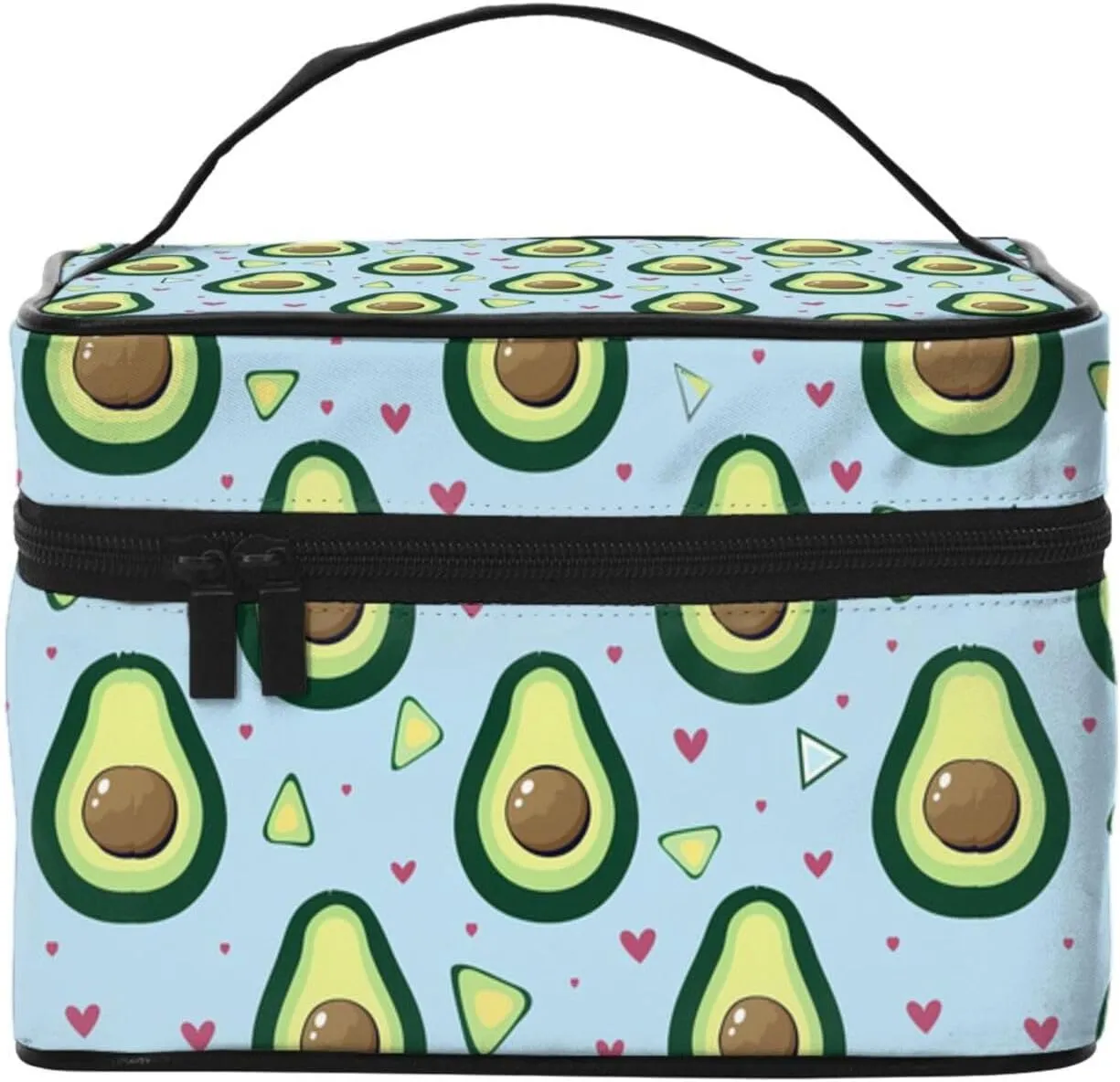 Avocados with Hearts Makeup Bag for Women Travel Cosmetic Bag Large Makeup Case Portable Toiletry Skincare Organizer Bag