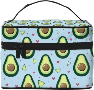 Avocados with Hearts Makeup Bag for Women Travel Cosmetic Bag Large Makeup Case Portable Toiletry Skincare Organizer Bag