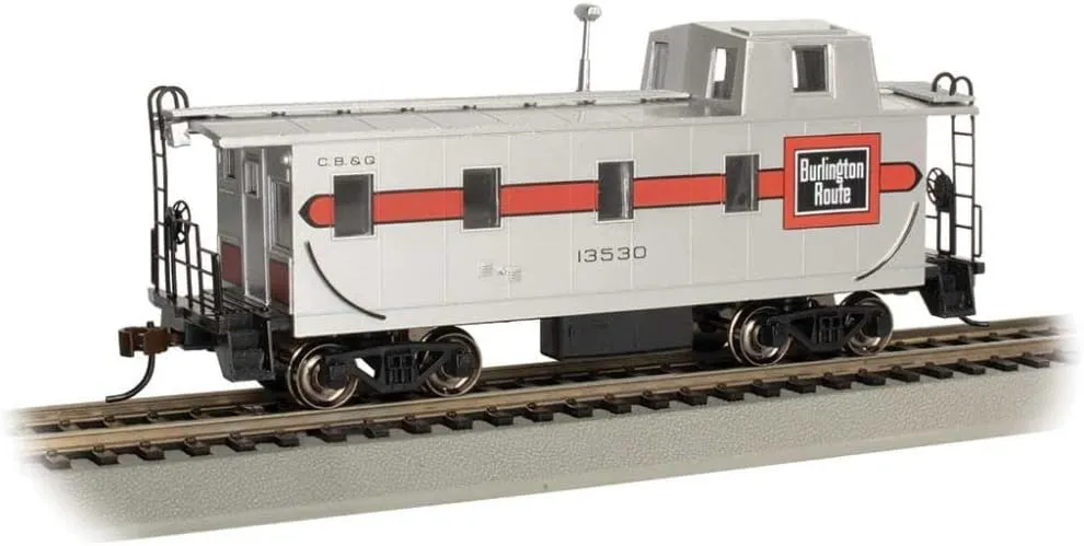 Bachmann Trains - Streamlined Caboose with Offset Cupola -Burlington #13530 - HO Scale, Silver