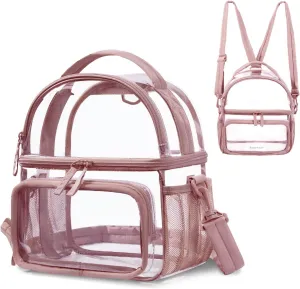 BAGSMART Clear Lunch Bag Double Dceker Lunch Box Transparent Backpack Stadium Approved 12x6x12 Clear Bag for Stadium Events, Concert, Work