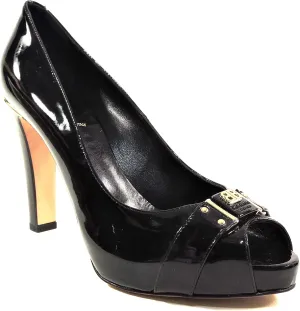 Baldinini Women's Patent Leather Peep-Toe Pumps, Black, High Heel Platform