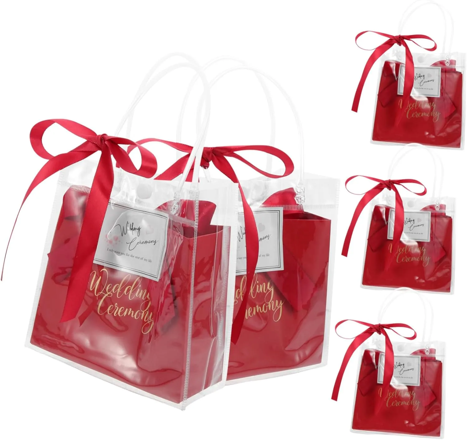 Baluue 5 Sets Box Wedding present Bags with Handheld Candy Boxes and Ribbons for Party Favors for Treats Chocolates Snacks and