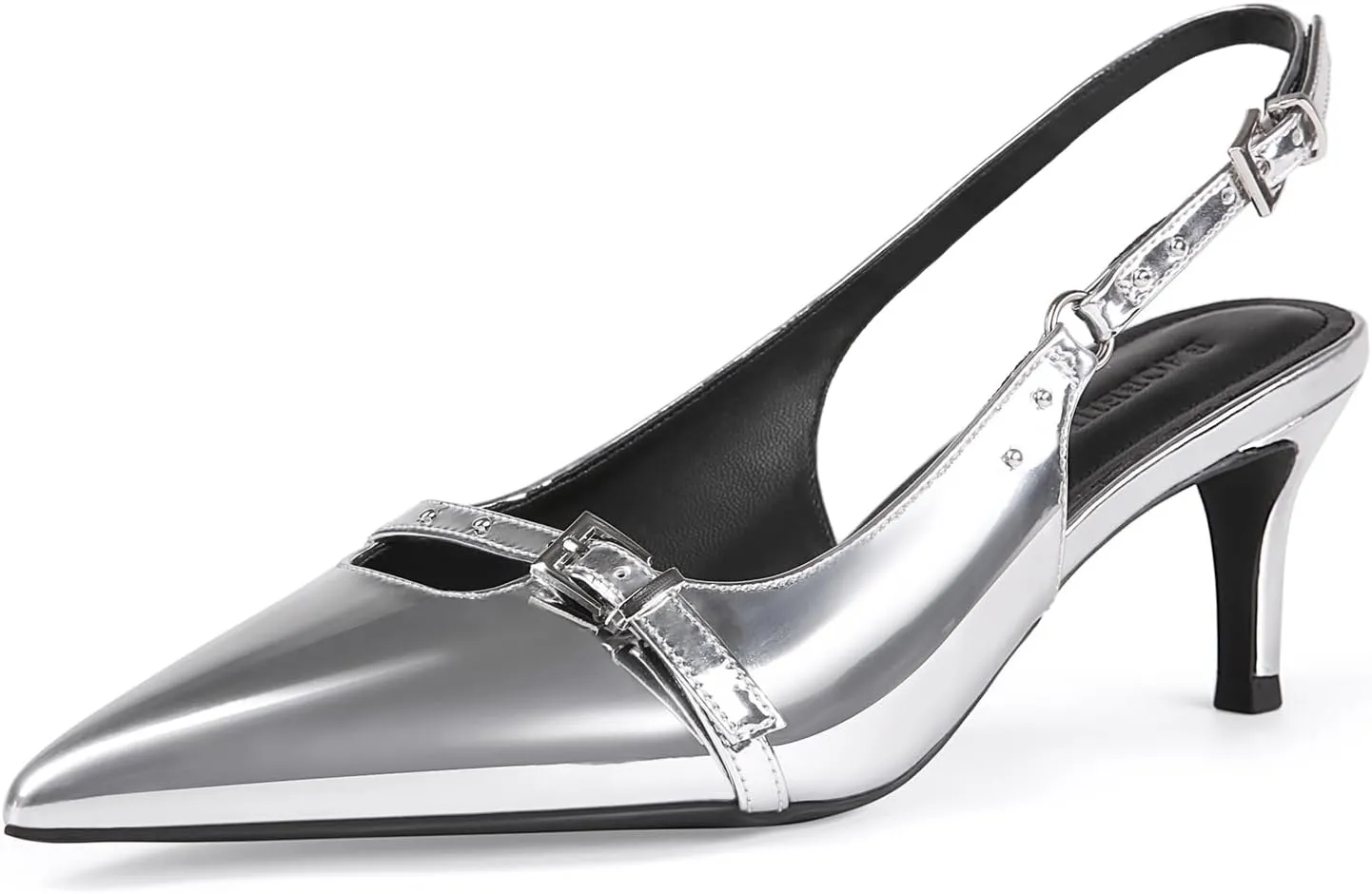 baobeijiadao Womens Slingback Heels Pointed Toe Slip On Pumps Closed Toe Kitten Heel Heeled Sandals Patent Leather Dress Shoes for Women