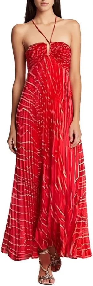 BCBGMAXAZRIA Womens Pleated Halter Dress