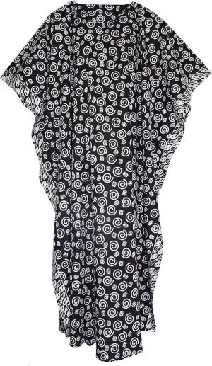 Beautybatik Women Hand Blocked Batik Cotton Caftan Kaftan Loungewear Maxi Plus Size Long Dress XL to 4X