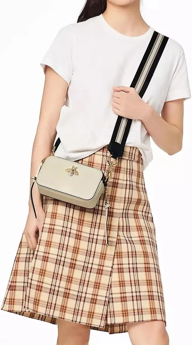 Bee Purse Camera Crossbody Bags for Women Trendy Small Snapshot Bag Wide Strap Leather Shoulder Clutch Handbags