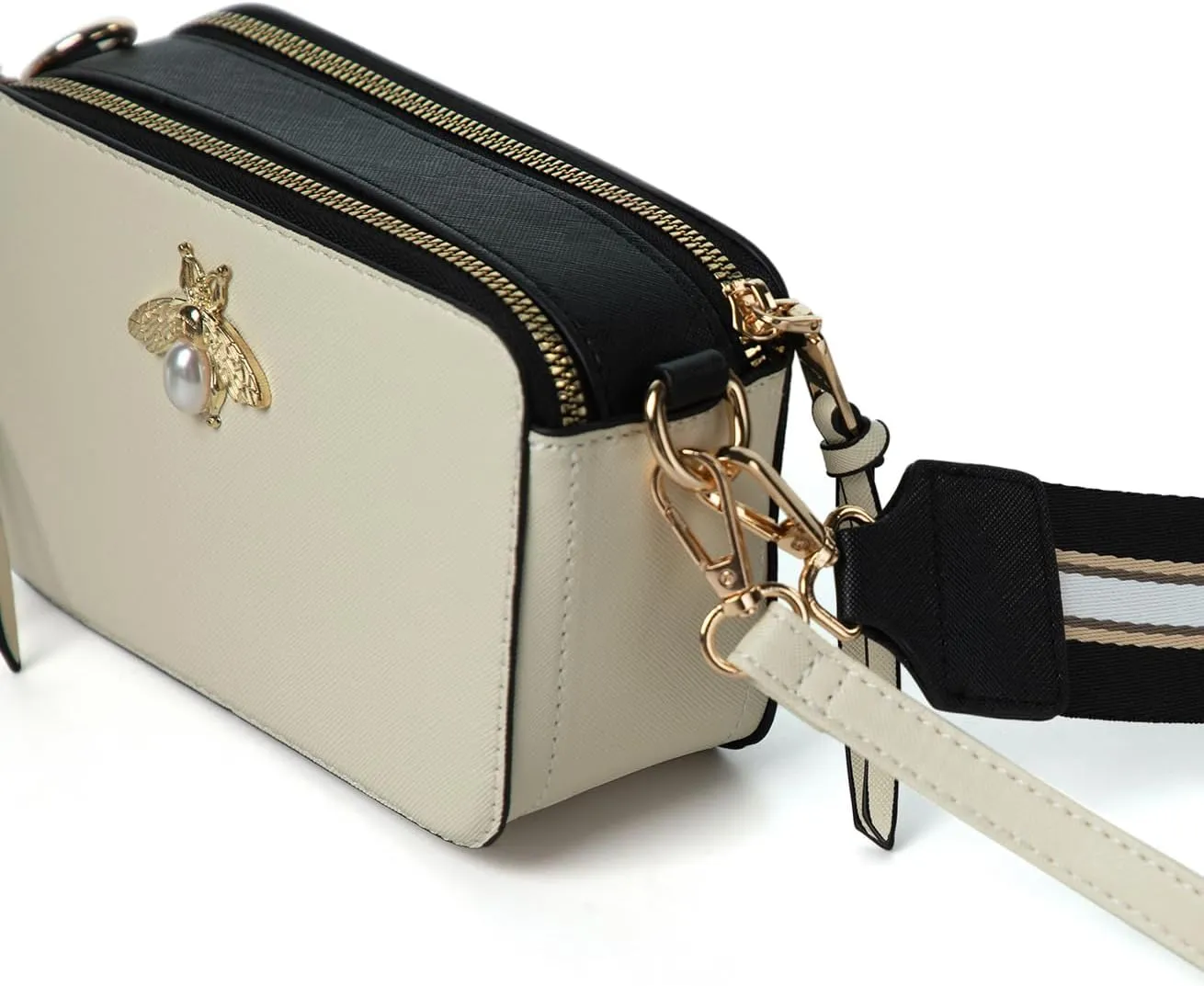 Bee Purse Camera Crossbody Bags for Women Trendy Small Snapshot Bag Wide Strap Leather Shoulder Clutch Handbags