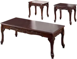 Benjara Benzara Traditional Coffee Table Set, Brown,