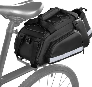Bike Rear Rack Bag, Pannier Bags for Bicycles with 12L Capacity, Bike Trunk Cooler Bag with Reflective Strips, Reinforced Handle and Removable Shoulder Strap